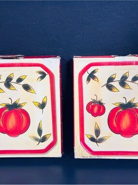 Giftco Square Ceramic Appetizer Plates Set of 2 Tomato Mediterranean